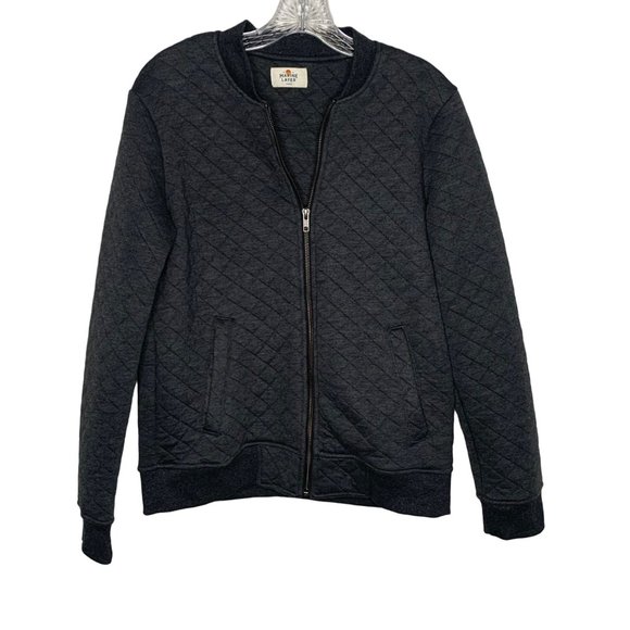 Marine Layer Quilted Bomber Jacket Women's Size L Gray Full Zip - Picture 1 of 9